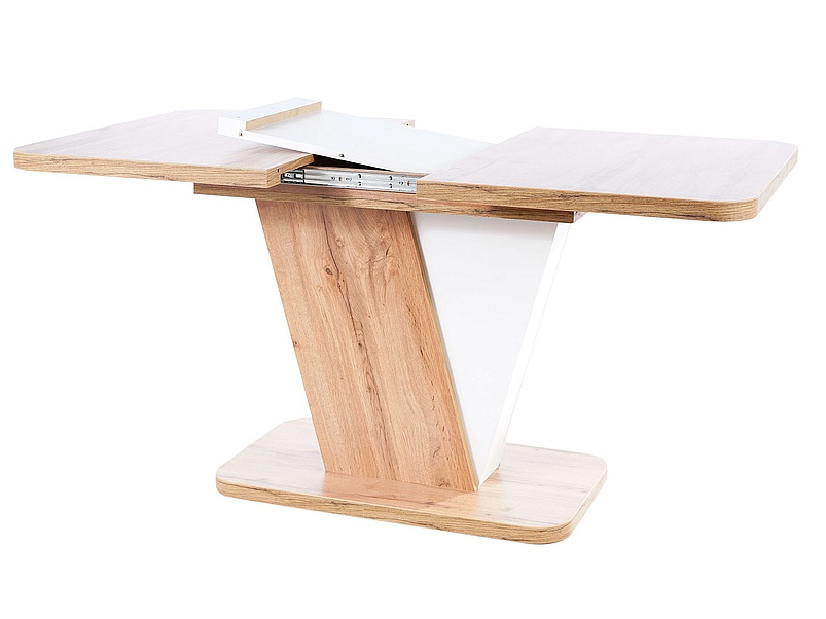Blagovaonski stol na razvlačenje 120-160 cm Cecila (hrast wotan + bijela mat) (za 4 do 6 osoba)