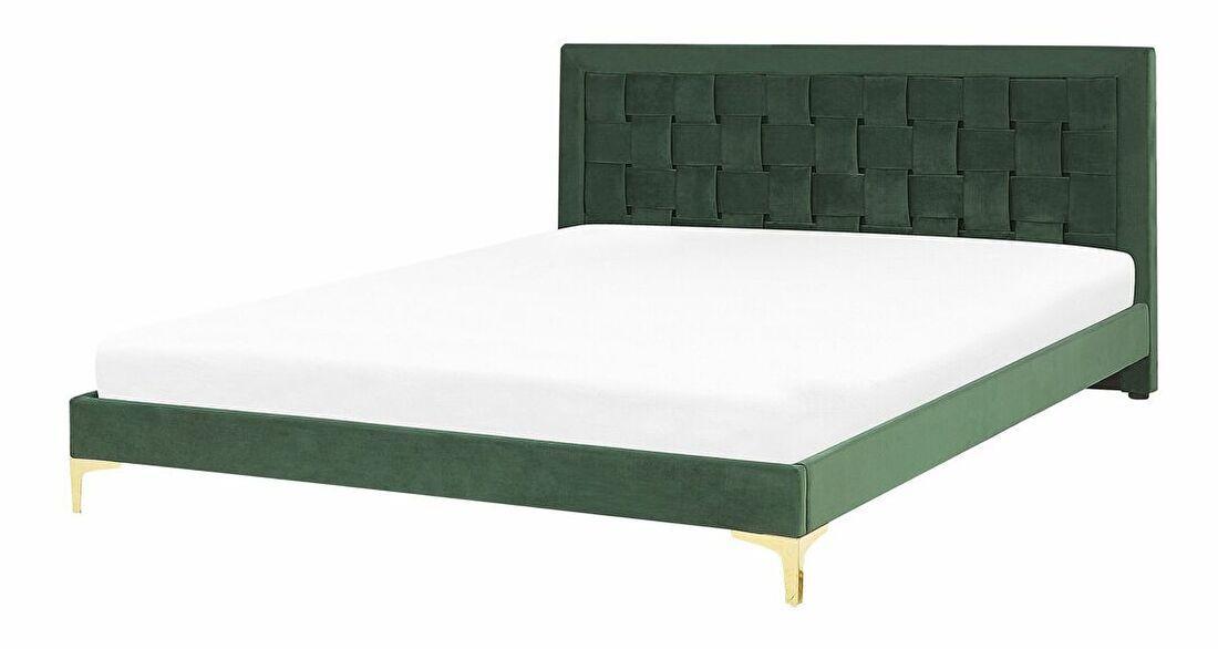 Bračni krevet 180 cm LIMO (poliester) (tamno zelena) (s podnicom)