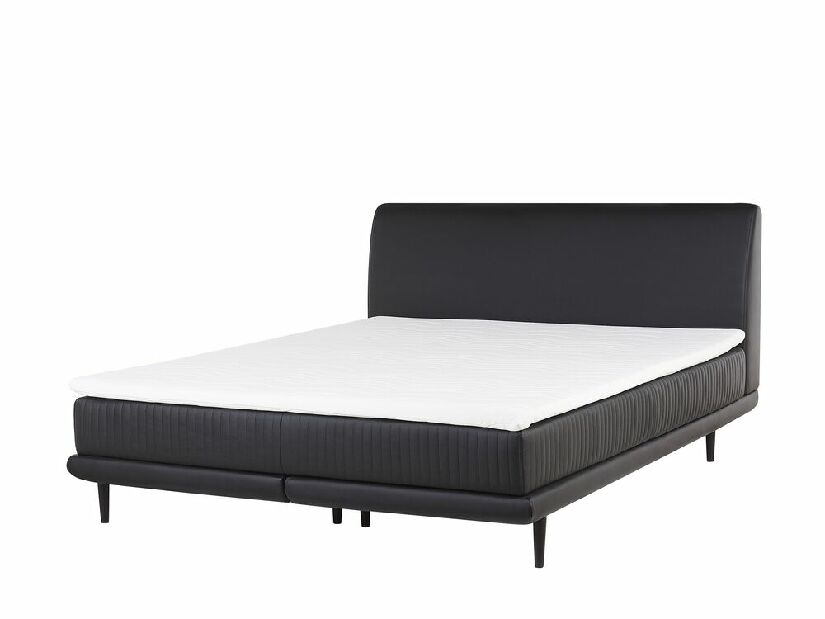 Kontinentalni krevet 160 cm MADOM (sintetička koža) (crna) (s podnicom i madracem)