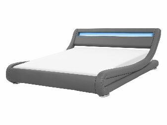 Bračni krevet 140 cm AVENUE (s podnicom i LED rasvjetom) (siva)