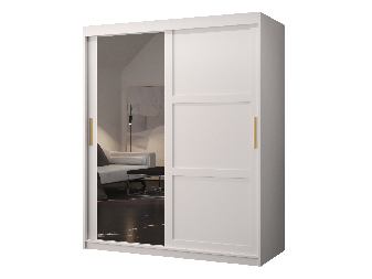 Ormar za garderobu Riven 2 150 (bijela mat) (s ogledalom)