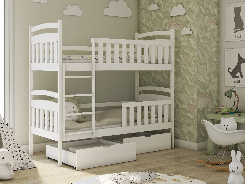 Dječji krevet 90 x 200 cm Sarina (s podnicom i prostorom za odlaganje) (bijela)