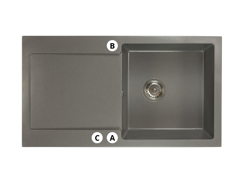 Kuhinjski sudoper Adaxa (crna + tekstura) (sa 3 otvora za baterije) (L)