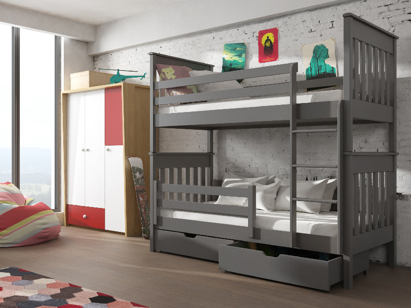 Dječji krevet 80 x 190 cm Brad (s podnicom i prostorom za odlaganje) (grafit)