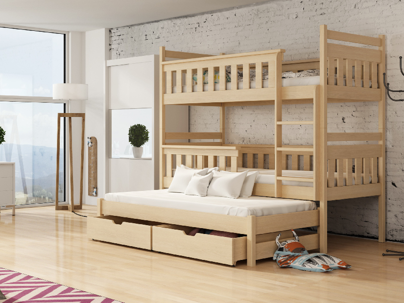 Dječji krevet 90 x 190 cm KARLA (s podnicom i prostorom za odlaganje) (borovina)