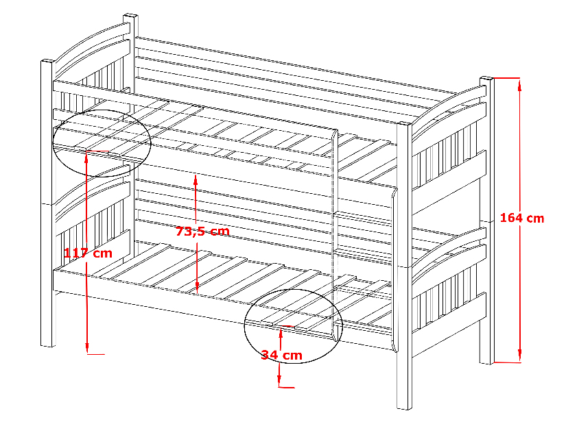 Dječji krevet 80 x 180 cm Galvin (s podnicom i prostorom za odlaganje) (bukva)