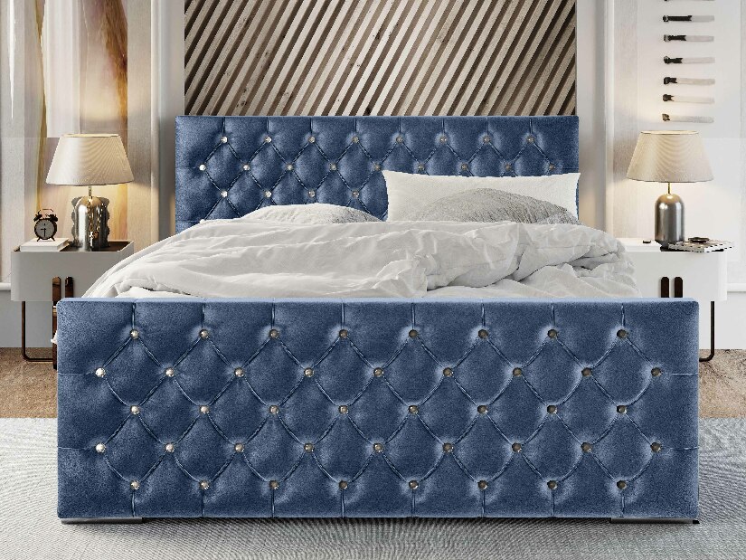 Bračni krevet 160 cm Quintin (svijetloplava) (s podnicom i prostorom za odlaganje)