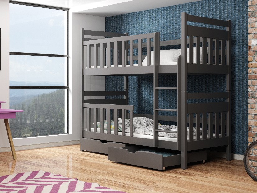 Dječji krevet 90 x 200 cm Mao (s podnicom i prostorom za odlaganje) (grafit)