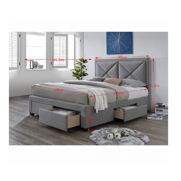 Bračni krevet 160 cm Grupo (S podnicom i prostorom za odlaganje) 