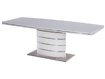 Blagovaonski stol na razvlačenje 120-180 cm Florinda (bijela + bijeli visoki sjaj) (za 4 do 8 osoba)