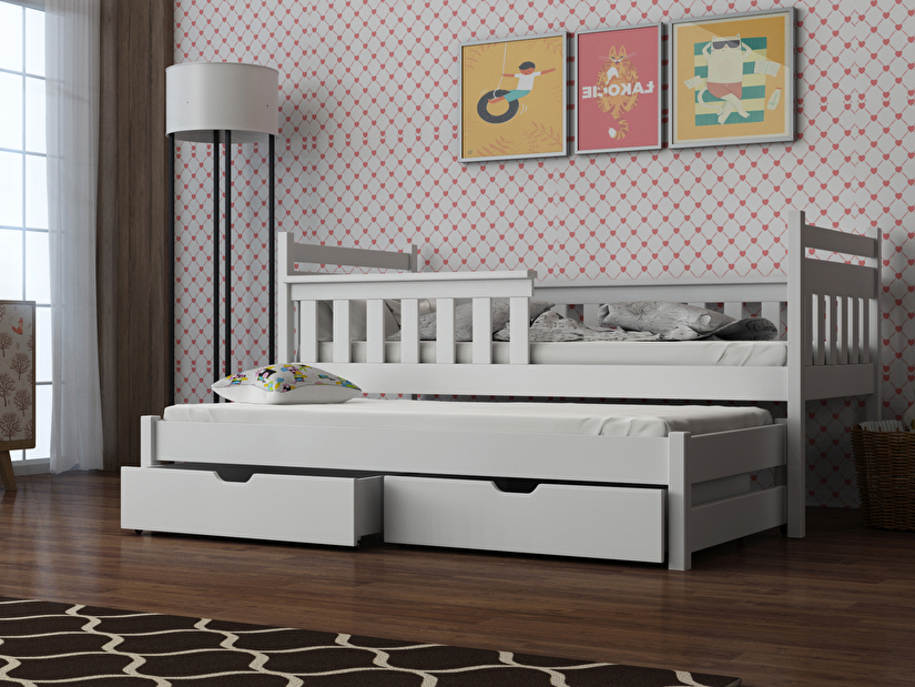 Dječji krevet 90 x 200 cm DORIA (s podnicom i prostorom za odlaganje) (bijela)