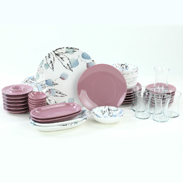 Set za doručak (50 Pieces) Halika (ružičasta + bijela + plava)