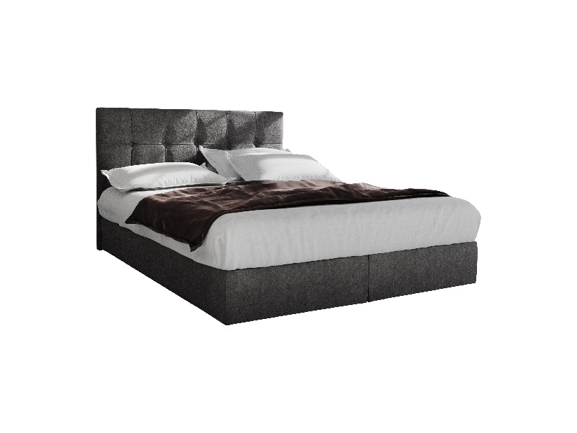 Bračni krevet Boxspring 160 cm Porto (siva) (s madracem i prostorom za odlaganje)