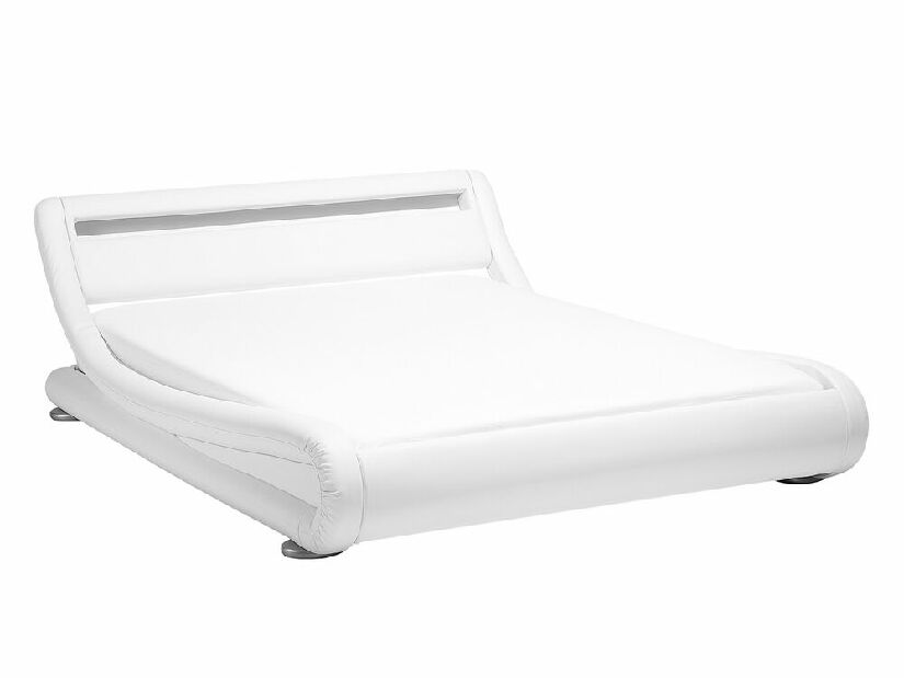 Bračni krevet 140 cm AVENUE (s podnicom i LED rasvjetom) (bijela)