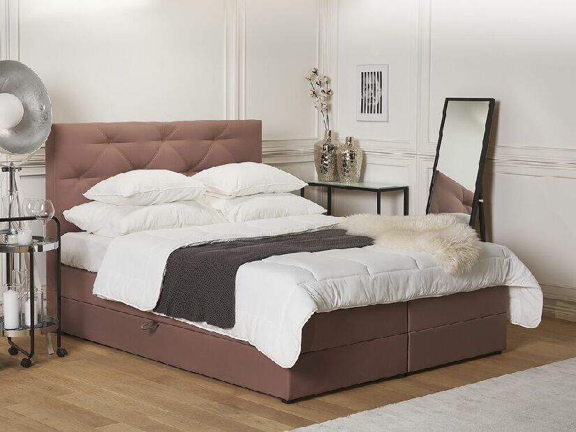 Kontinentalni krevet 160 cm MILADY (smeđa) (s madracem i prostorom za odlaganje)