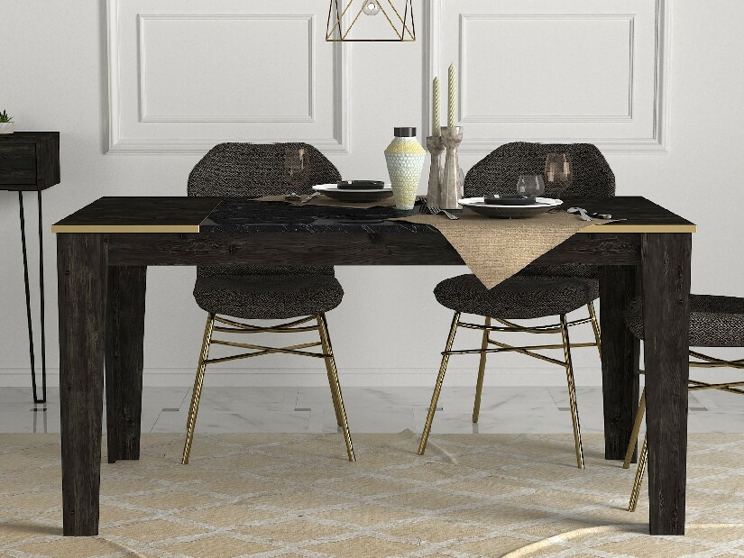 Blagovaonski stol (za 6 osoba) Verdon (crna + zlatna)
