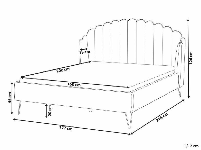 Bračni krevet 160 cm Alise (siva) (s podnicom)