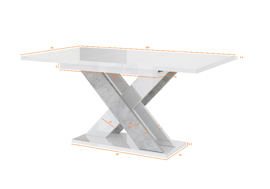Blagovaonski stol Xalin (bijeli sjaj + kamen) (za 4 do 6 osoba)