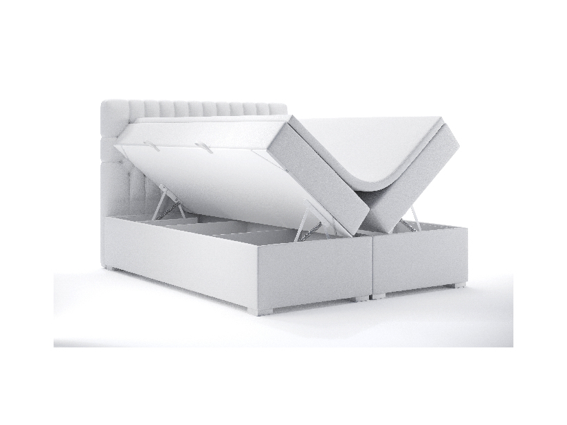 Bračni krevet Boxspring 160 cm Daliny (bijela ekokoža) (s prostorom za odlaganje)