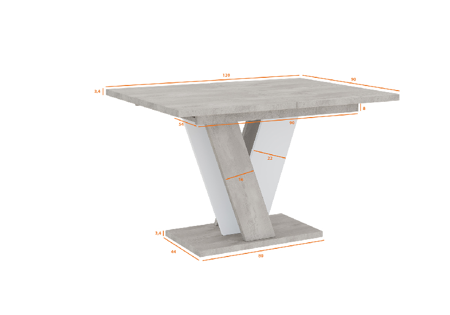 Blagovaonski stol Venag (svijetlosiva + bijela) (za 4 do 6 osoba)