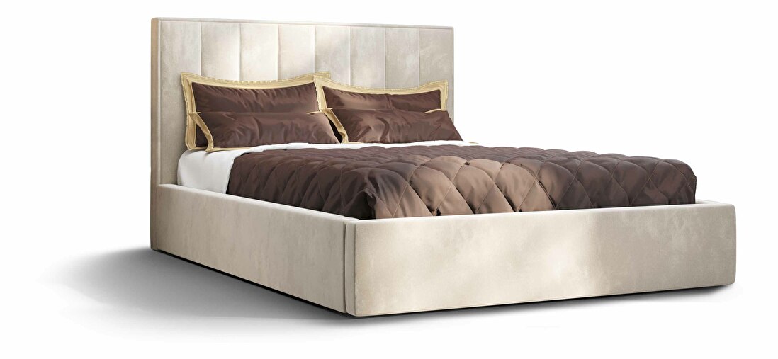 Bračni krevet 140 cm Ocie (bež) (s podnicom i prostorom za odlaganje)