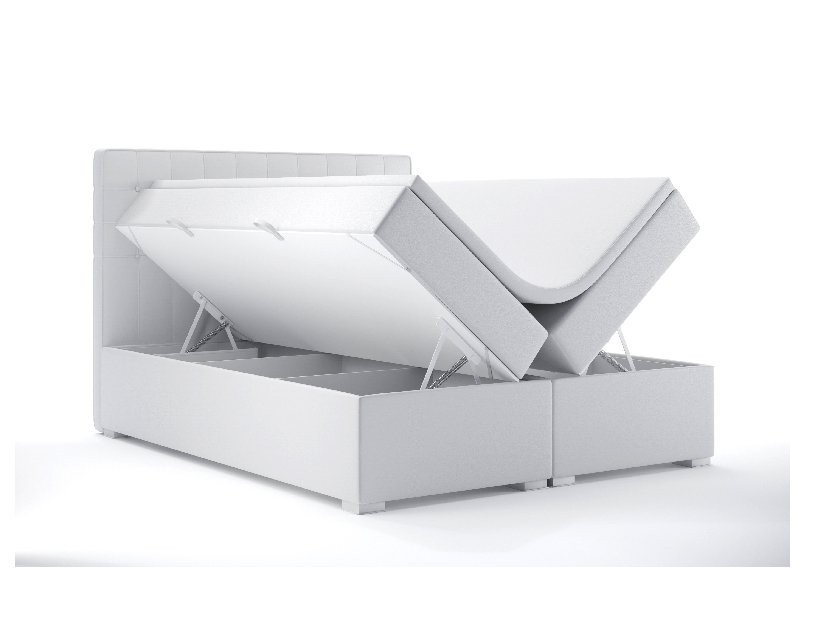 Bračni krevet Boxspring 180 cm Candy (bijela ekokoža)(s prostorom za odlaganje)