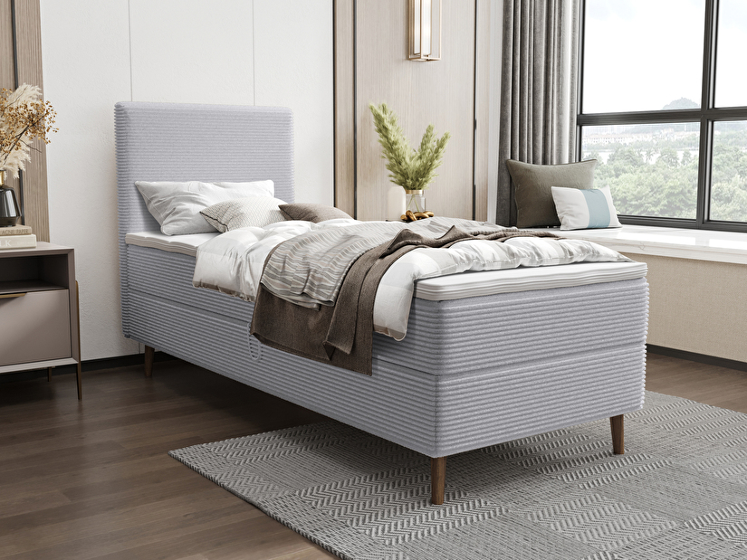 Jednostruki krevet 90 cm Napoli Comfort (siva) (s podnicom, s prostorom za odlaganje)