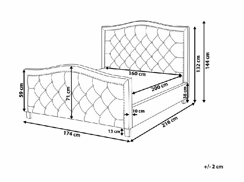 Bračni krevet 160 cm AURORA (s podnicom) (bež)