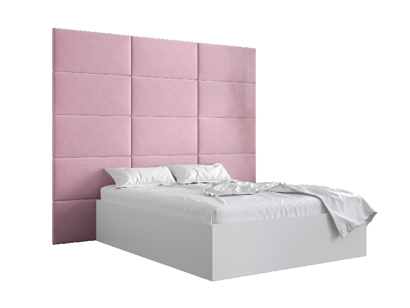 Bračni krevet s tapeciranim uzglavljem 160 cm Brittany 1 (bijela mat + ružičasta) (s podnicom)