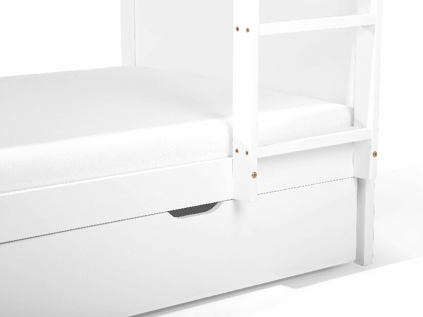 Krevet na kat 90 cm RADIN (bijela) (s podnicom i prostorom za odlaganje)