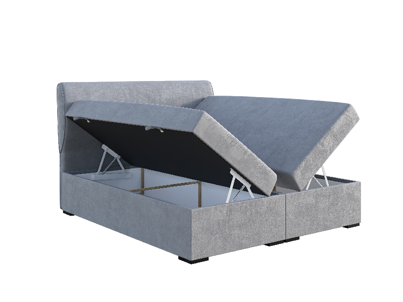 Bračni krevet Boxspring 180 cm Simoon (svijetlo siva) (s madracem i prostorom za odlaganje)