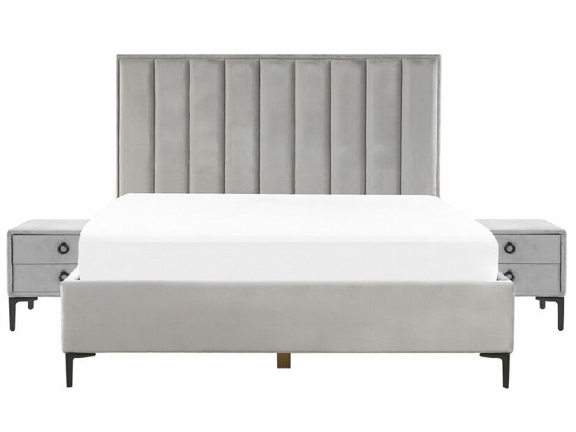 Bračni krevet 180 cm s noćnim ormarićima Saturnino (siva) 