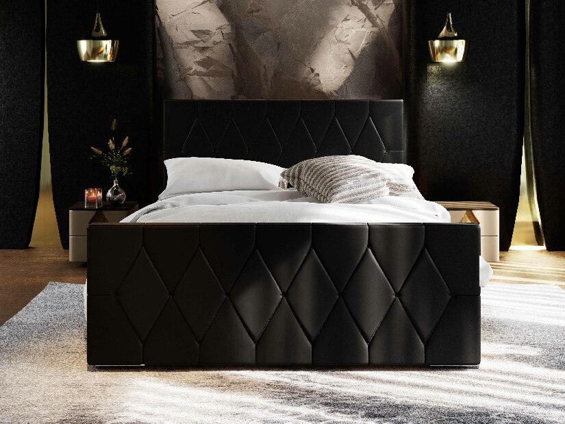 Bračni krevet 140 cm Alex (crna) (s podnicom i prostorom za odlaganje)