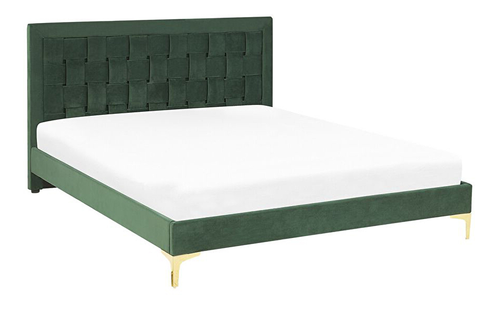 Bračni krevet 140 cm LIMO (poliester) (tamno zelena) (s podnicom)