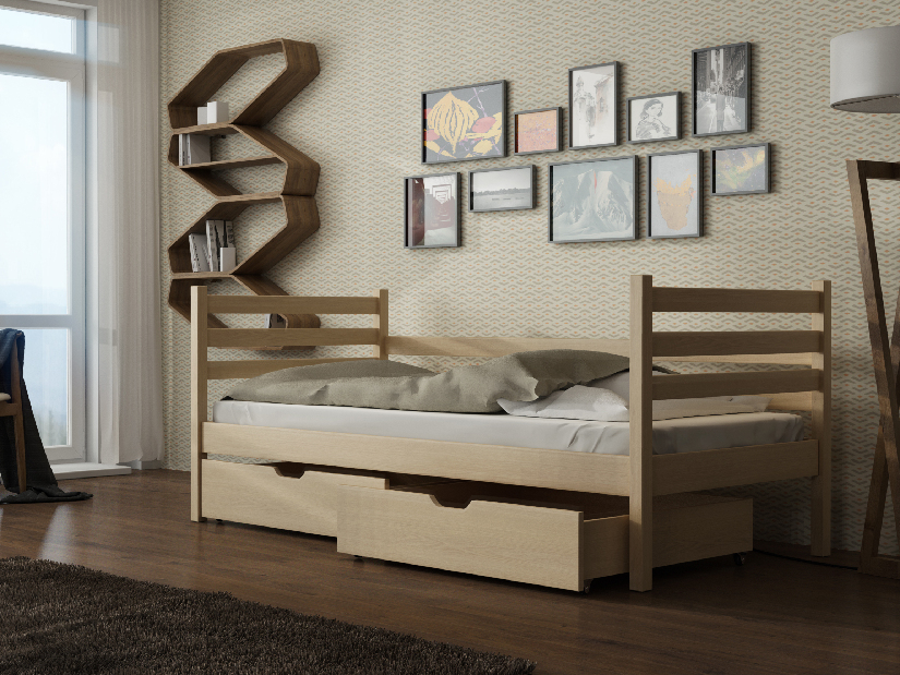 Dječji krevet 90 x 190 cm Marisa (s podnicom i prostorom za odlaganje) (borovina)