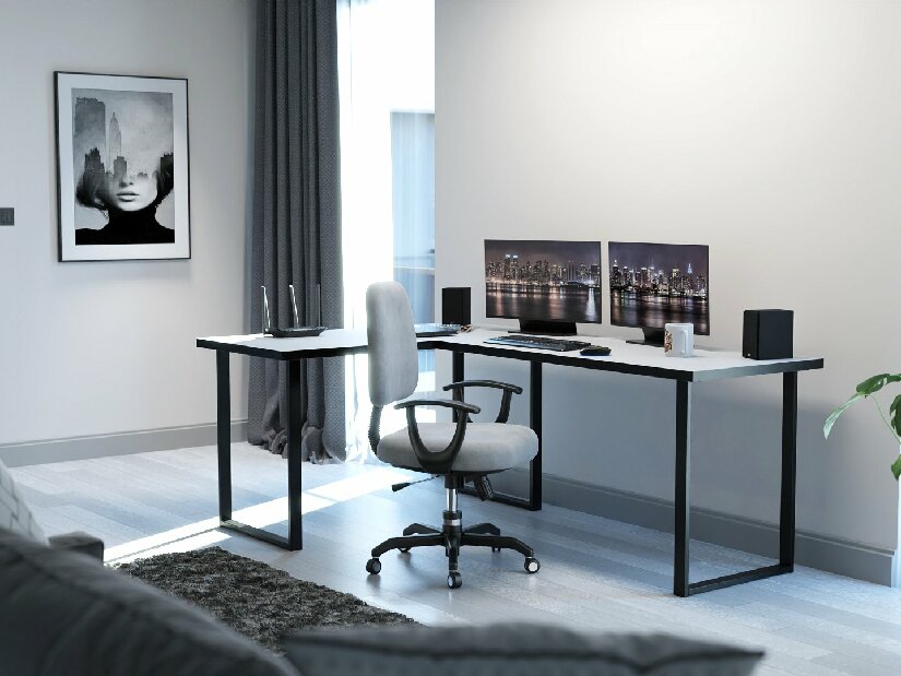 Kutni PC stol Vintid (bijela + crna)