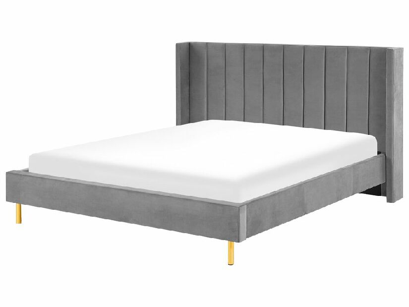 Bračni krevet 180 cm VINNETTE (tekstil) (siva) (s podnicom)
