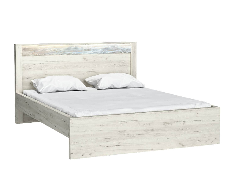 Bračni krevet 160 cm Indie 19 (s LED rasvjetom) (s podnicom) (craft bijela)