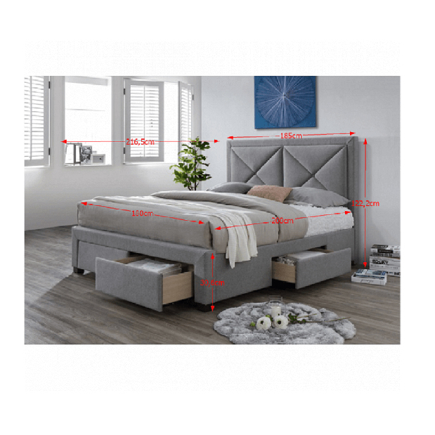 Bračni krevet 180 cm Grupo (S podnicom i prostorom za odlaganje) 