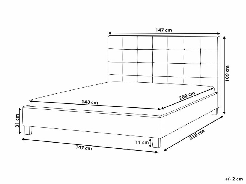 Bračni krevet 140 cm Rhiannon (smeđa) (s podnicom)