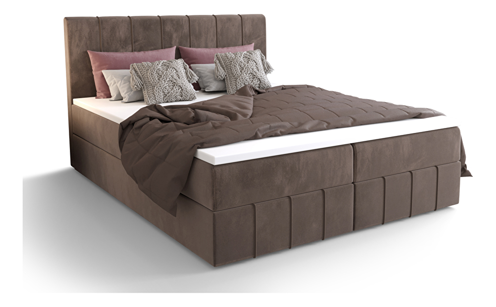 Bračni krevet Boxspring 140 cm Barack Comfort (smeđa) (s madracem i prostorom za odlaganje)