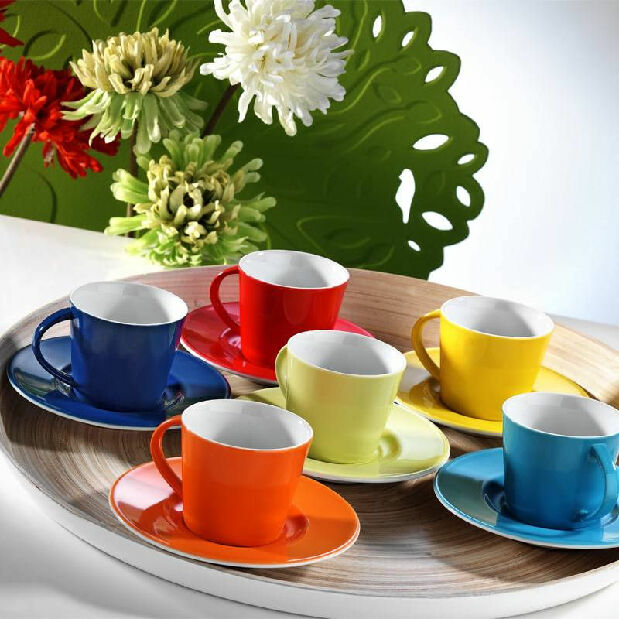 Set za kavu (12 kom.) Tikka (bijela + tamnoplava + narančasta+ crvena + žuta + zelena)