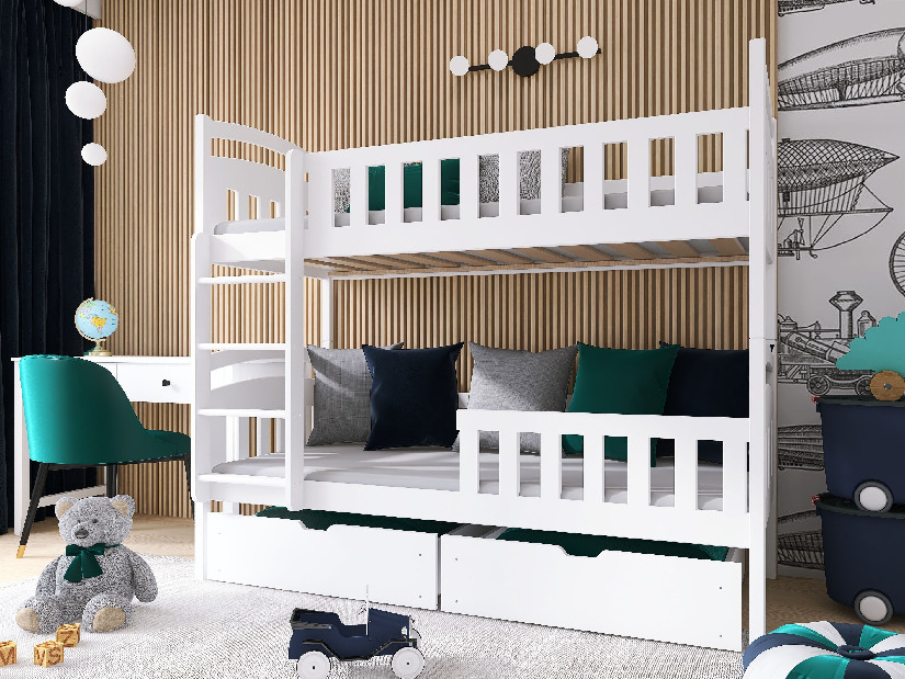 Dječji krevet 90 x 200 cm Antone (s podnicom i prostorom za odlaganje) (bijela)