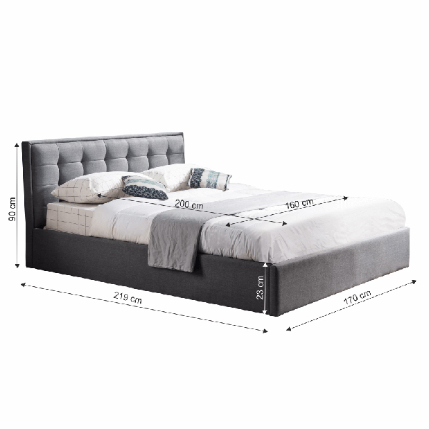 Bračni krevet 160 cm Essie (s podnicom) (siva) *rasprodaja