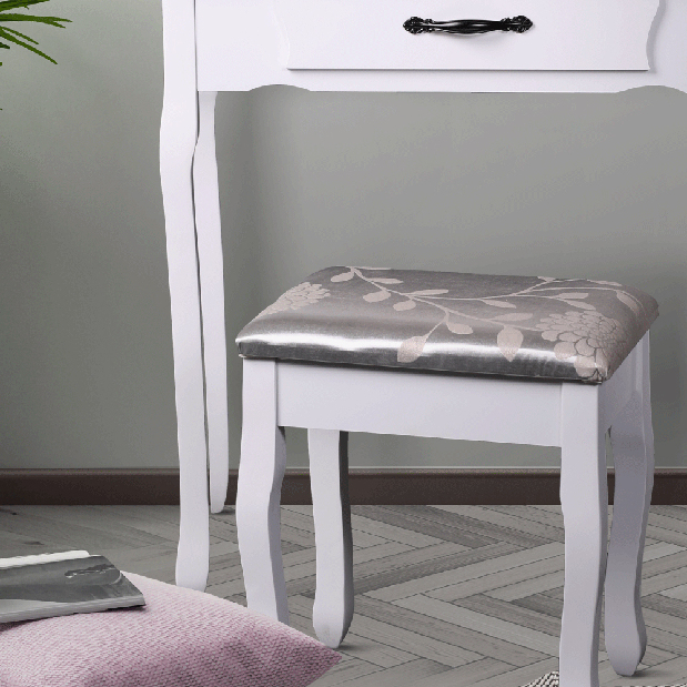 Toaletni stolić s tabureom Linetik (bijela)