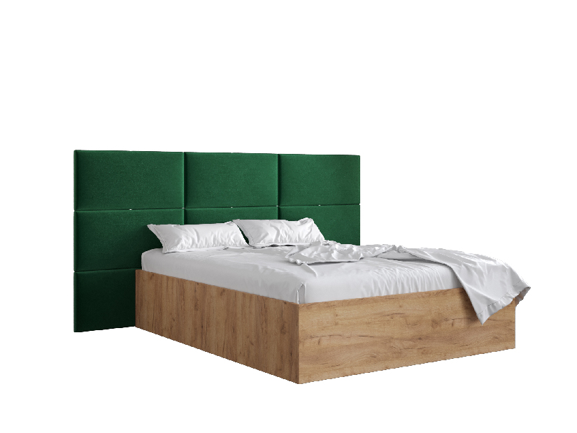 Bračni krevet s tapeciranim uzglavljem 160 cm Brittany 2 (hrast craft zlatni + zelena) (s podnicom)