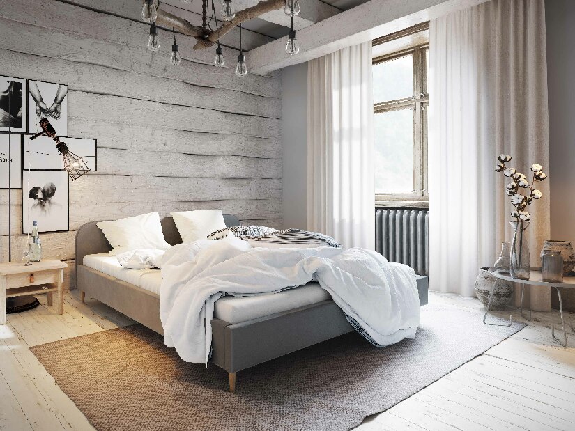 Bračni krevet 180 cm Lon (siva) (bez podnice i prostora za odlaganje)