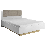 Bračni krevet 160 cm Cethos (bijela + hrast grandson + bijeli sjaj)