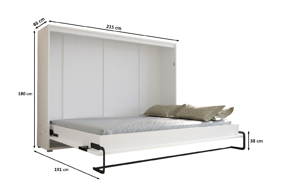 Krevet na sklapanje 160 Homer (bijela mat + siva sjajna) (vodoravni)