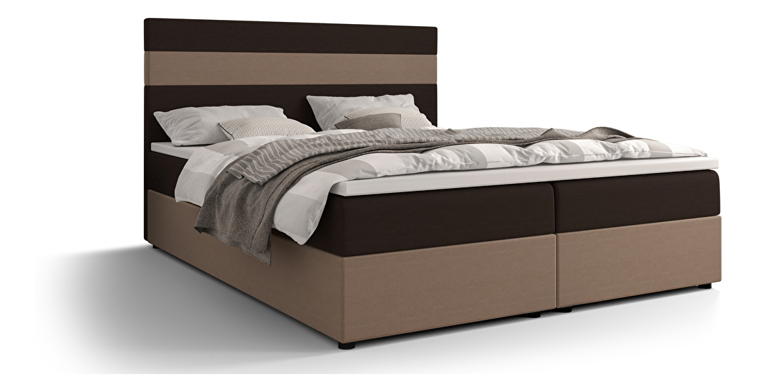 Bračni krevet Boxspring 180 cm Locos (tamnosmeđa + svijetlosmeđa) (s madracem i prostorom za odlaganje)